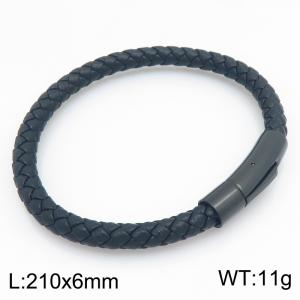 Stainless Steel Leather Bracelet - KB215404-JR