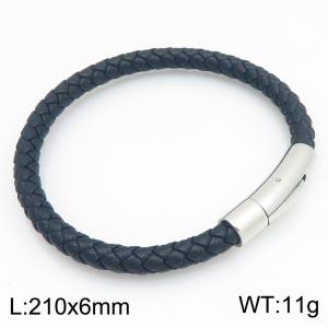 Stainless Steel Leather Bracelet - KB215406-JR