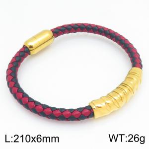 Stainless Steel Leather Bracelet - KB215413-JR