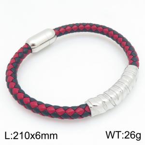 Stainless Steel Leather Bracelet - KB215414-JR