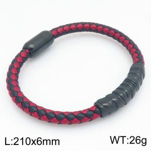 Stainless Steel Leather Bracelet - KB215415-JR