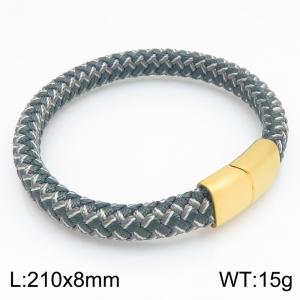 Stainless Steel Leather Bracelet - KB215417-JR