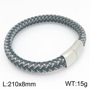 Stainless Steel Leather Bracelet - KB215418-JR