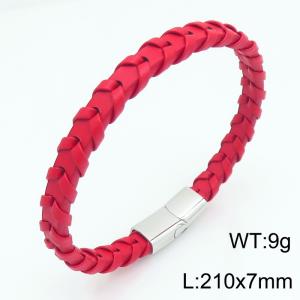 Stainless Steel Leather Bracelet - KB215422-JR