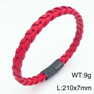 Stainless Steel Leather Bracelet - KB215423-JR