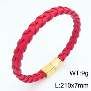 Stainless Steel Leather Bracelet - KB215424-JR