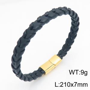 Stainless Steel Leather Bracelet - KB215427-JR