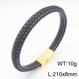 Stainless Steel Leather Bracelet - KB215431-JR