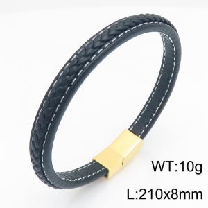 Stainless Steel Leather Bracelet - KB215434-JR