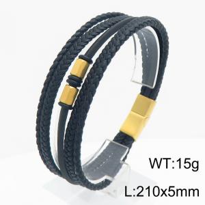 Stainless Steel Leather Bracelet - KB215443-JR