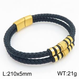 Stainless Steel Leather Bracelet - KB215449-JR