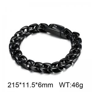 Premium 316 Stainless Steel Cuban Link Bracelet, Polished Silver Curb Chain with Safety Clasp - KB215624-KJX