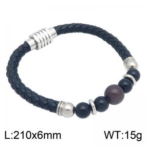 Stainless Steel Leather Bracelet - KB216609-SJ