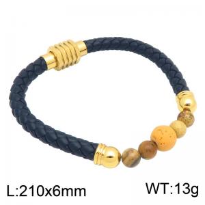 Stainless Steel Leather Bracelet - KB216610-SJ