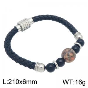 Stainless Steel Leather Bracelet - KB216611-SJ