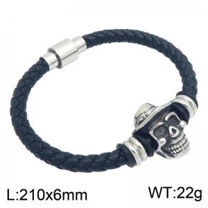 Stainless Steel Leather Bracelet - KB216613-SJ