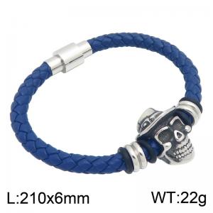 Stainless Steel Leather Bracelet - KB216614-SJ