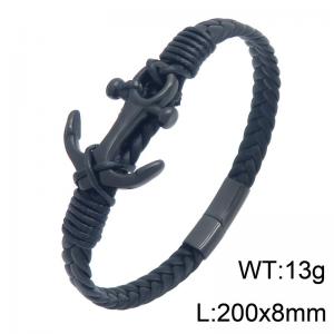 Stainless Steel Leather Bracelet - KB216616-SJ