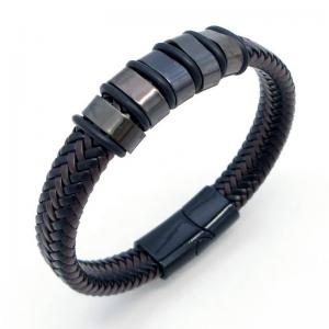 Stainless Steel Leather Bracelet - KB217740-JZ
