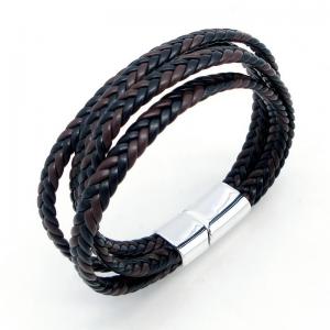 Stainless Steel Leather Bracelet - KB217743-JZ