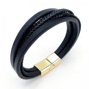 Stainless Steel Leather Bracelet - KB217744-JZ