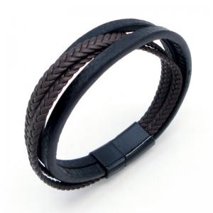 Stainless Steel Leather Bracelet - KB217746-JZ