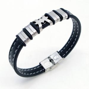 Stainless Steel Leather Bracelet - KB217750-JZ
