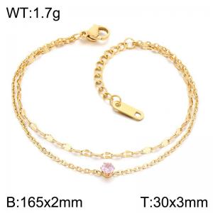 Dainty Double Chain Stainless Steel Bracelet, Minimalist Stackable Daily Wear Bracelet for Her - KB218510-KFC