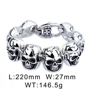 Rock and roll style domineering skull men's titanium steel bracelet casting ghost head bungee bracelet - KB29212-D