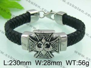Stainless Steel Leather Bangle - KB32658-D