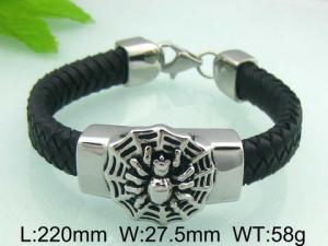 Stainless Steel Leather Bangle - KB32821-D