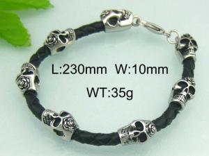 Stainless Steel Leather Bracelet - KB34153-D