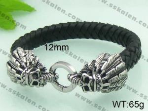 Stainless Steel Leather Bangle - KB38190-D
