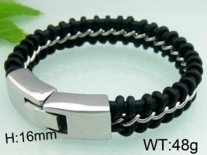 Stainless Steel Leather Bracelet - KB38613-D