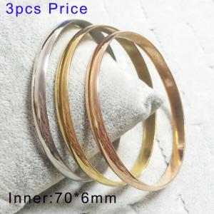 Three ring and three color stainless steel bracelet Gold-plating Bangle - KB40970-K