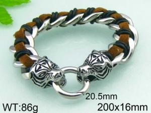 Stainless Steel Leather Bracelet - KB44134-D