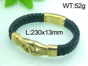 Stainless Steel Leather Bracelet - KB47342-D