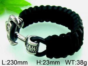 Stainless Steel Leather Bracelet - KB49003-D