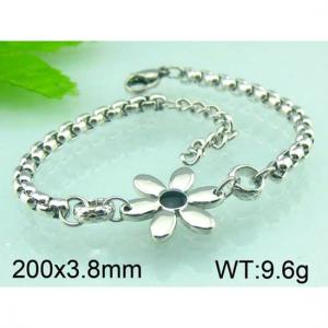 Black Resin Flower Square Pearl Chain Bracelet - KB49609-Z