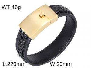 Stainless Steel Leather Bangle - KB56161-D