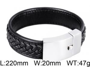 Stainless Steel Leather Bangle - KB56162-D