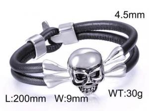 Stainless Steel Leather Bracelet - KB57961-SJ