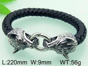 Stainless Steel Leather Bracelet - KB58435-BD