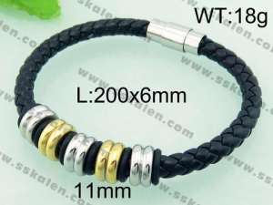 Stainless Steel Leather Bracelet  - KB59359-TXH