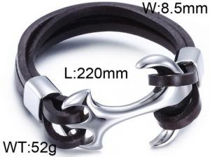 Stainless Steel Leather Bracelet - KB62602-BD