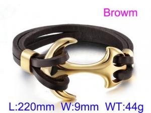 Stainless Steel Leather Bangle - KB64726-BD