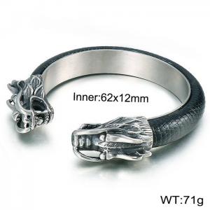 Stainless Steel Leather Bangle - KB69727-BD