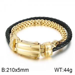 Stainless Steel Leather Bracelet - KB69730-BD