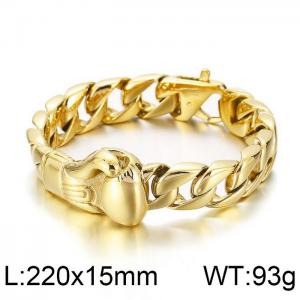 Gold Fist Set Cast Lobster Button Men's Bright Face Bracelet - KB75323-BD