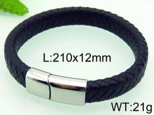 Stainless Steel Leather Bracelet - KB77071-QM